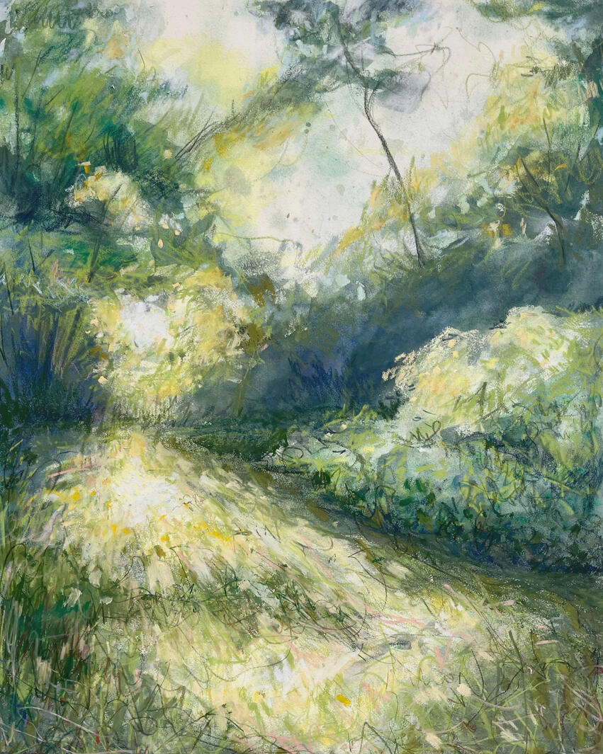 Eleanor Clagett, "Solstice Light", 2024, watercolor, colored pencil, and acrylic on paper