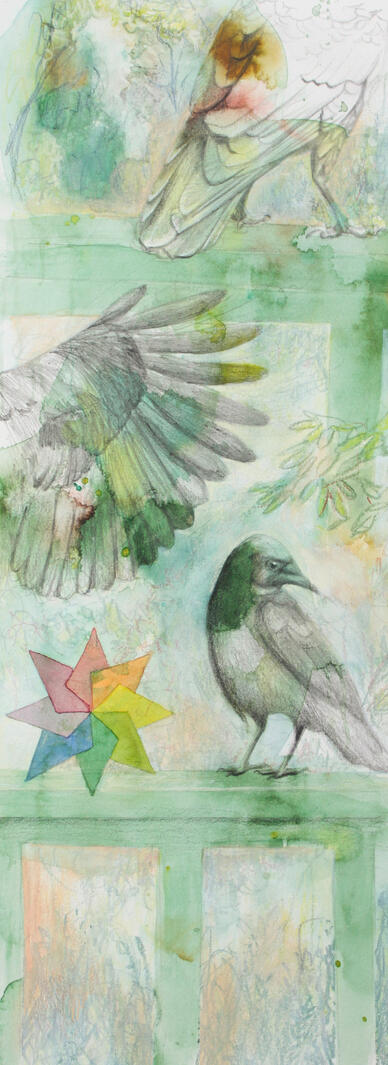 Eleanor Clagett, "Lily 1", 2025, watercolor, colored pencil, and acrylic on paper